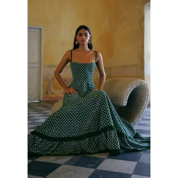 De Castro Green Checkmate Dress size S - Picture 3 of 7